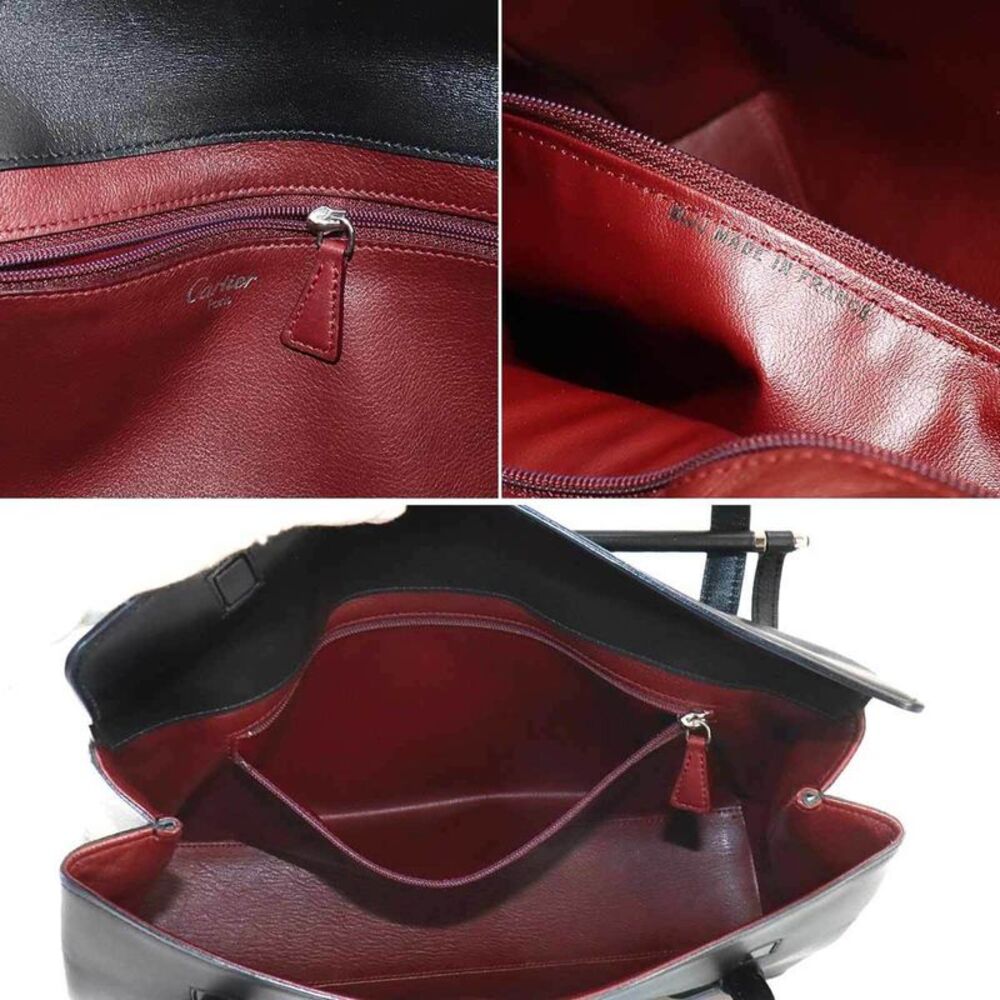 Cartier Cabochon Black Leather Handbag (Pre-Owned) - Picture 9 of 10